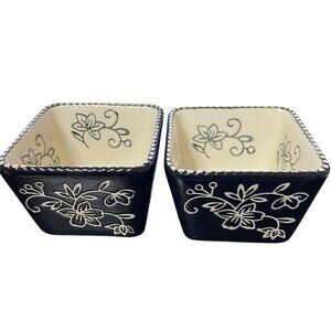 Temp-tations by Tara Set of 2 Floral Lace Black Ramekins 4 Ounce